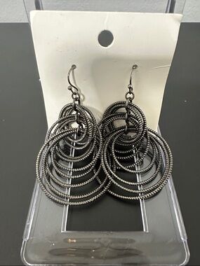 Lia Sophia Gunmetal Multi-Hoop Dangle Earrings